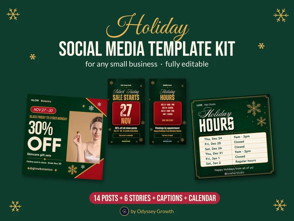 Kit cover: 14 posts, 6 stories, captions and calendar